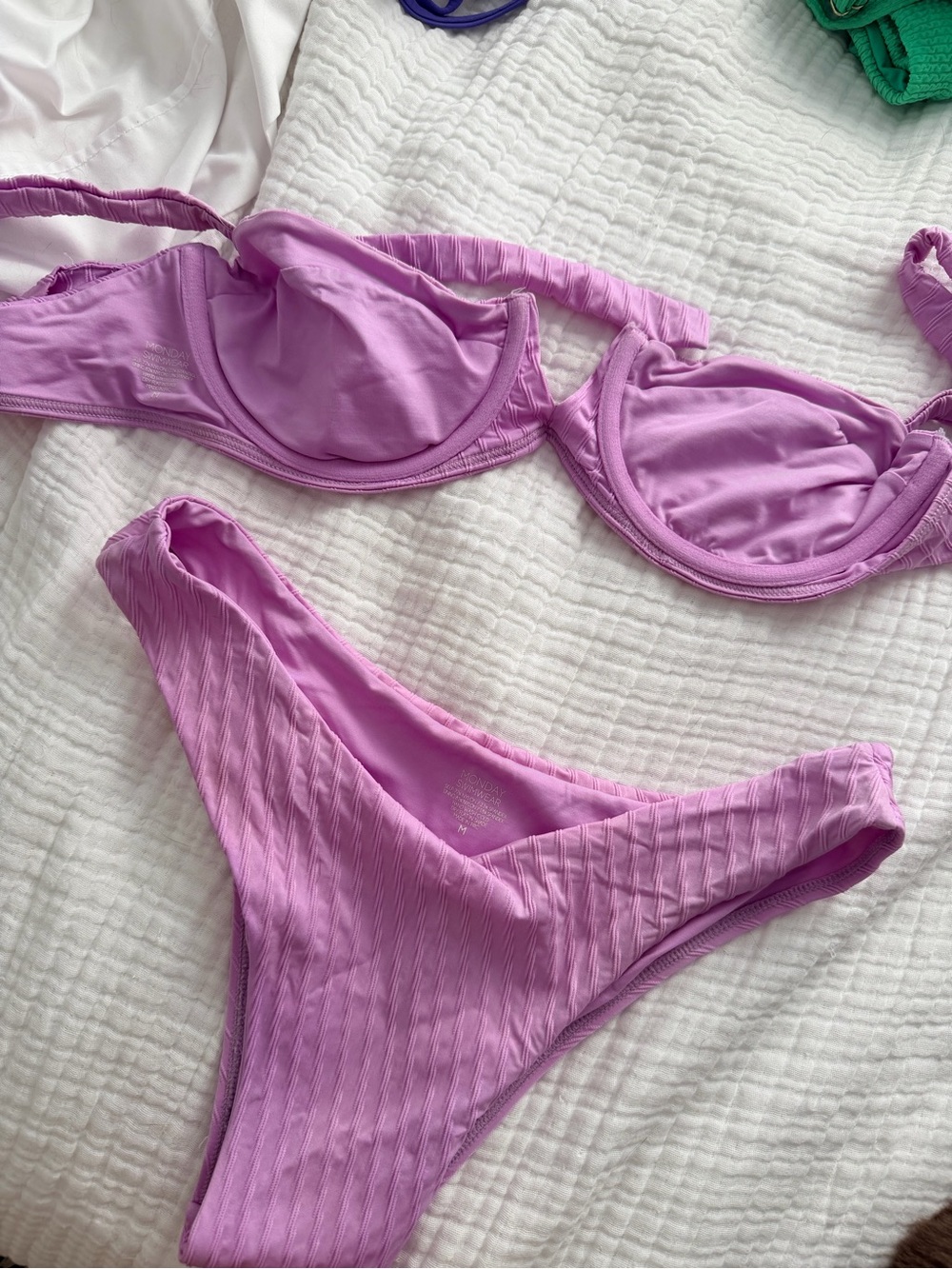 Monday Swimwear Lavender Ribbed Underwire Bikini Set - Picture 5 of 8